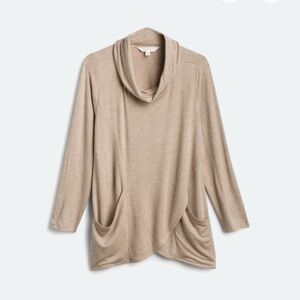 Elegant Cowl Neck Sweater in Soft Beige